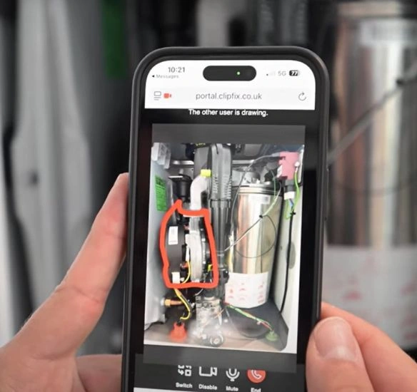 A phone screen using the Virtual Tech video feature